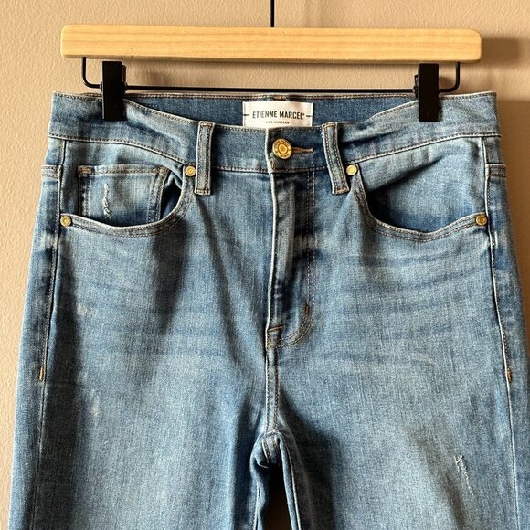 Women's 27 Etienne Marcel Red Zipper Indigo Splatter Skinny Zipper Fly - Picture 6 of 12